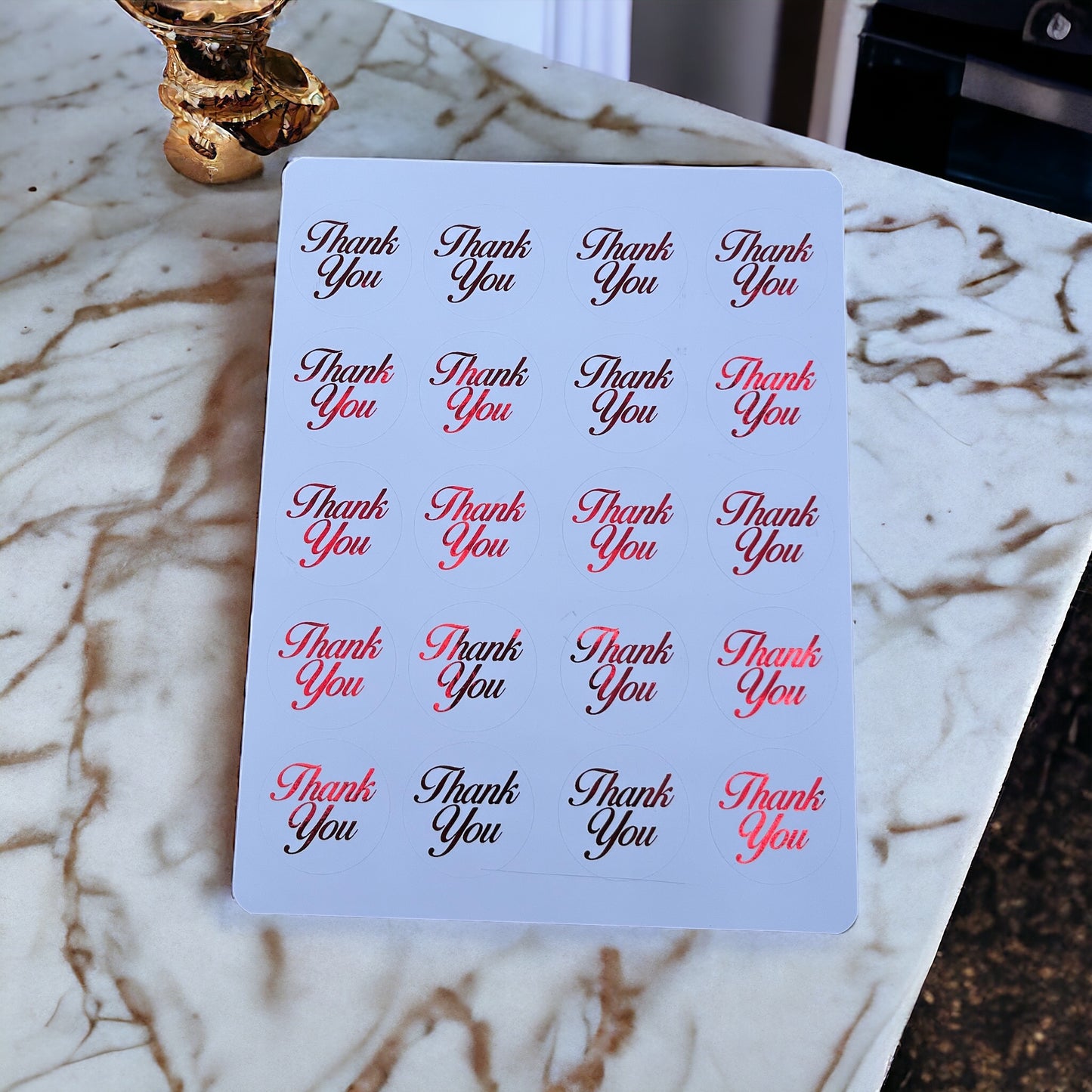 Thank you foil packaging stickers