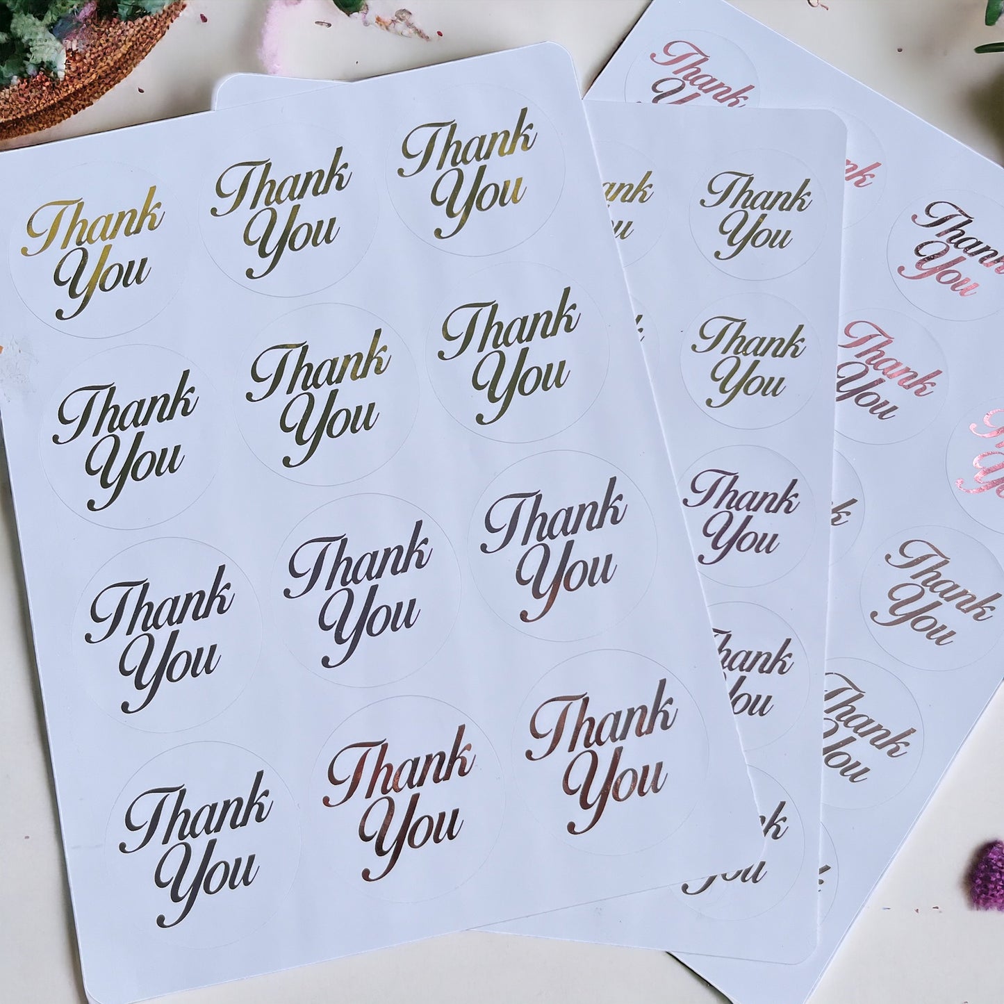 Thank you foil packaging stickers